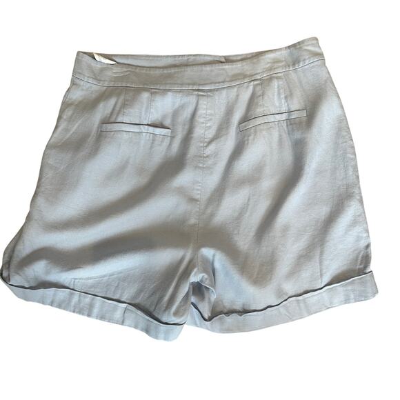 Michael Kors Blue Linen Trouser Shorts SIZE 10 Pleated Wide Leg Designer $125 - Picture 10 of 11